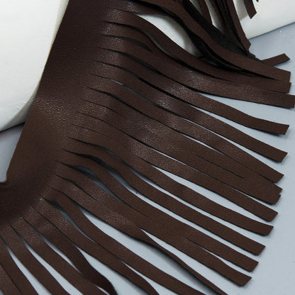 4" Matte Finish Vegan Leather Fringe Trim  (Sold by the Yard)