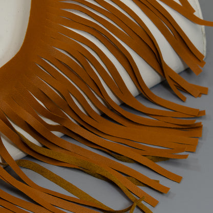 6" Matte Finish Vegan Leather Fringe Trim (Sold by the Yard)