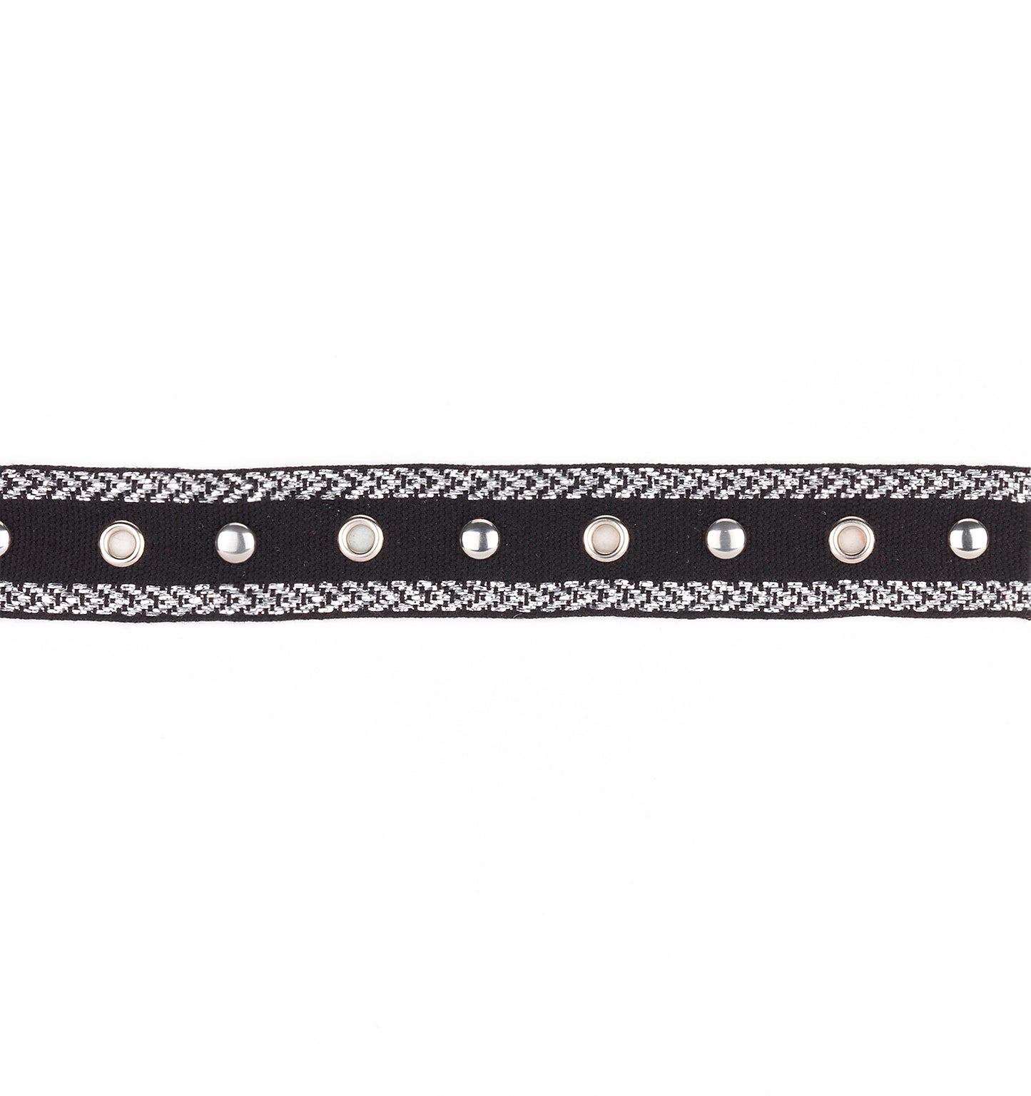 Brigitta 1" Wide Tape Trim Embellished With Silver Studs and Grommets  (Sold by the Yard)