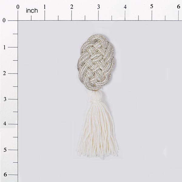 Elegant Braided Frog Tassel Embellishment - 4 3/4" x 1 1/4"