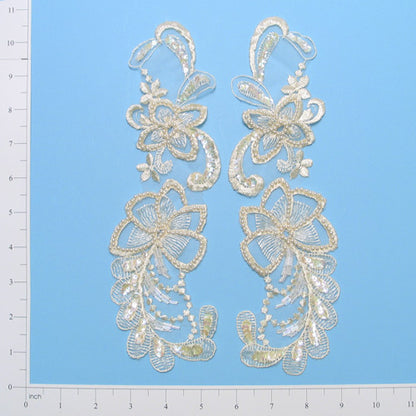 Vintage Deux Fleur Lace Applique/Patch Pack of 2  - Ivory