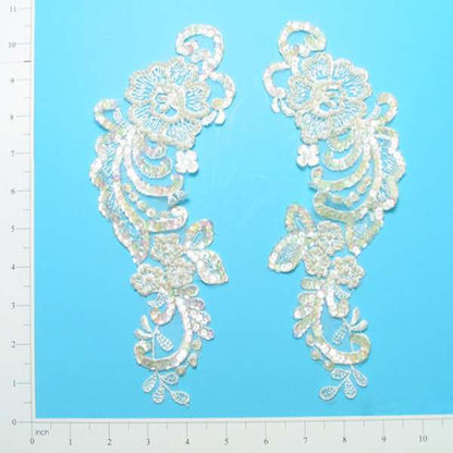 Vintage Rose Cluster Lace Applique 2 Pack 10 1/2" x 3 1/2"