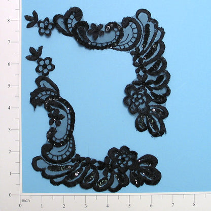 Vintage Scallop Swirl Lace Applique/Patch 2 Pack 9" x 2"