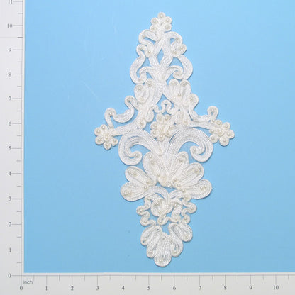 Vintage Soutache Delphinium Lace Applique/Patch  - Ivory