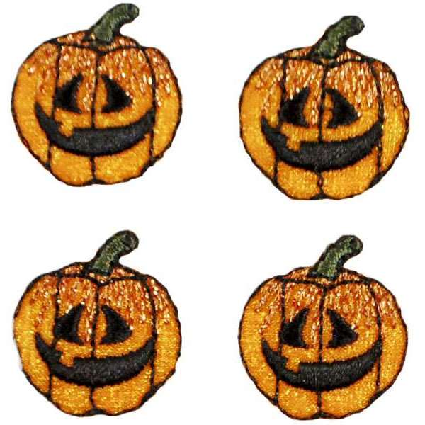 Halloween Mini Jack-O-Lantern Iron-on Applique/Patch Pack of 4  - Multi Colors