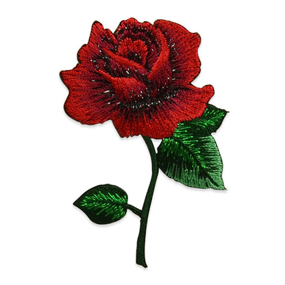 Lilith Rose Embroidered Iron-On Patch Applique/Patch 2 3/4" x 1 1/2"   - Red/Green