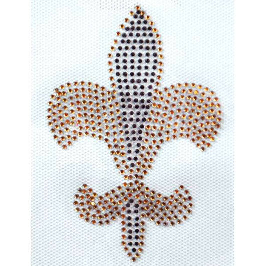 Rhinestone Transfer Fleur de Lis Iron-on Applique/Patch  - Gold/Black