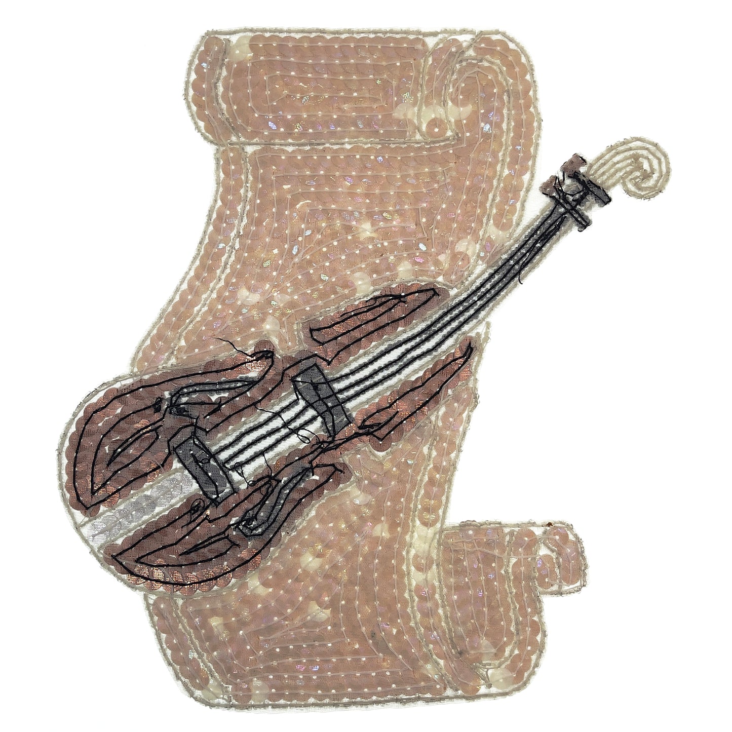 Fiddle Sequin Applique/Patch 7 1/2" x 6 1/2"  - Multi Colors