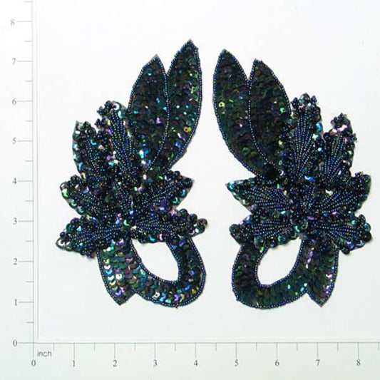 Swan Sequin Applique/Patch Pack of 2  - Black Aurora Borealis