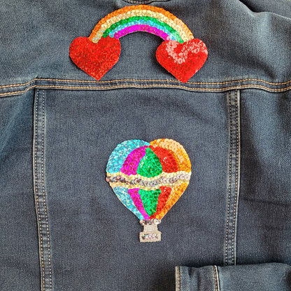 7 1/4" x 6" Prism Hot Air Balloon Sequin Applique/Patch  - Multi Colors