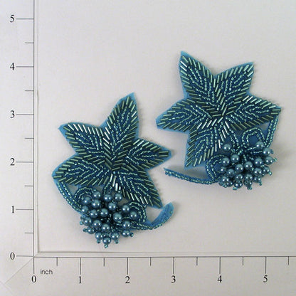 3D Beaded Flower Applique/Patch Pack of 2