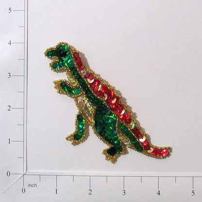 4 3/4" x 2" T-Rex Dinosaur Sequin Applique/Patch  - Multi Colors