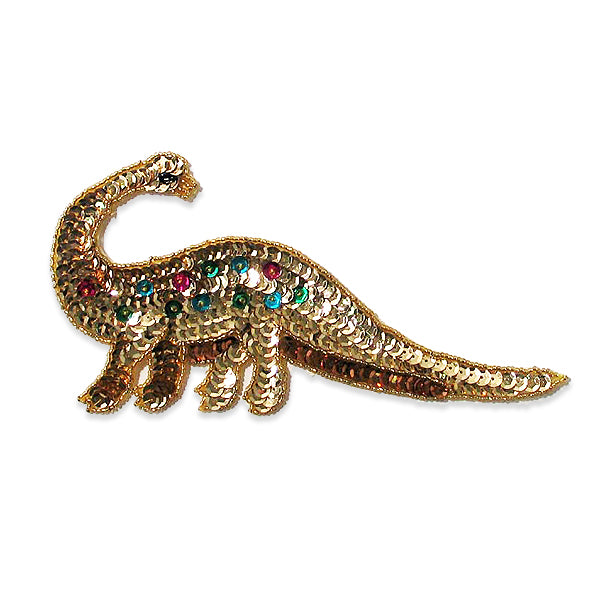 Barry Brachiosaurus Dinosaur Sequin Applique/Patch  - Gold Multi