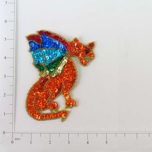 5" x 3 3/4" Harry the Dragon Sequin Applique/Patch  - Multi Colors