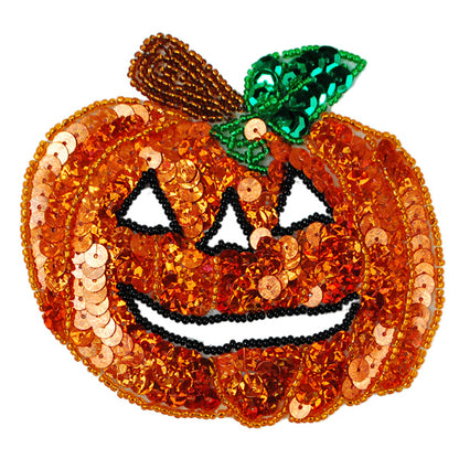 4 1/4" x 4" Jack Junior Pumpkin Sequin Applique/Patch  - Multi Colors