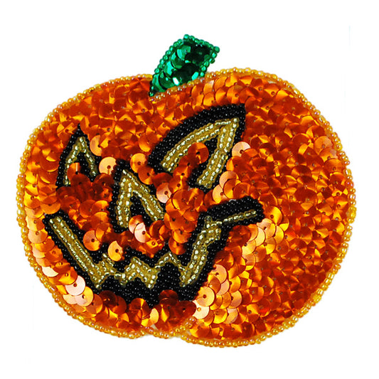 3 3/4" x 3 1/2" Jekyll Pumpkin Sequin Applique/Patch  - Multi Colors