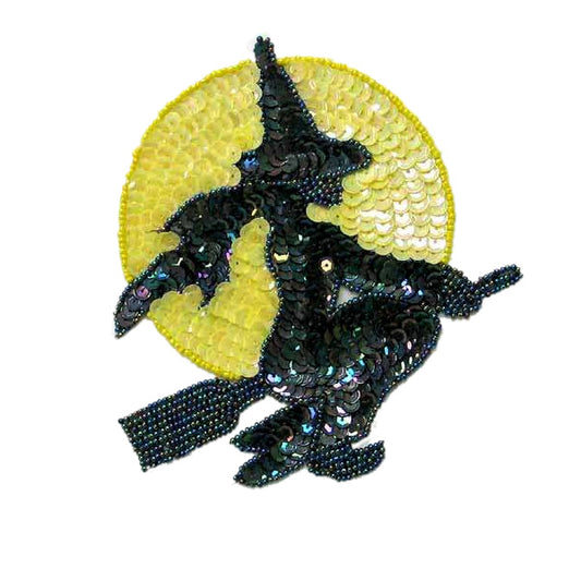 Witch And Moon Beaded Sequin Applique/Patch  - Multi Colors