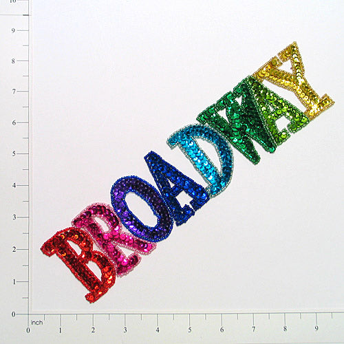 Broadway Beaded Sequin Applique/Patch 10 1/4" x 2 1/4"   - Multi Colors