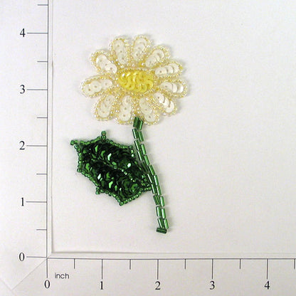 Daisy Sequin Applique/Patch  - White Multi