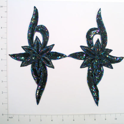 Floral Star Sequin Applique/Patch Pack of 2