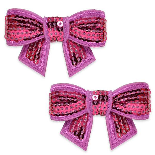 3-D Mini Bow Sequin Applique/Patch Pk/2