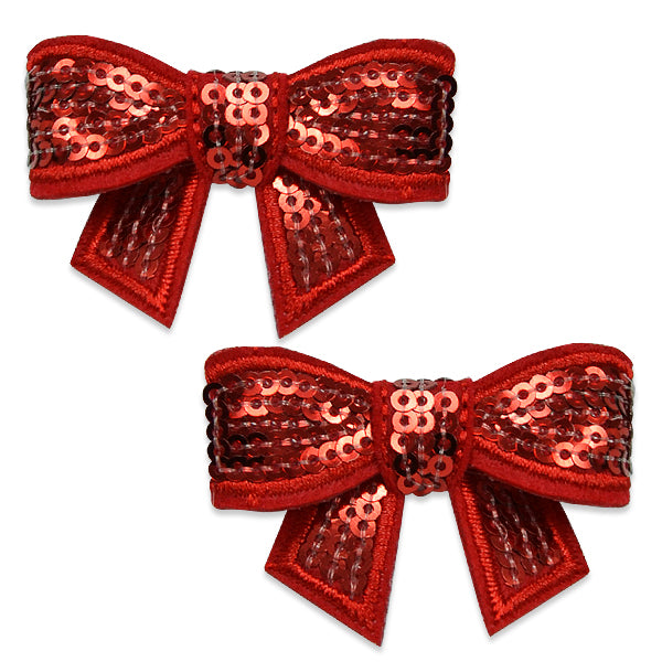 3-D Mini Bow Sequin Applique/Patch Pk/2