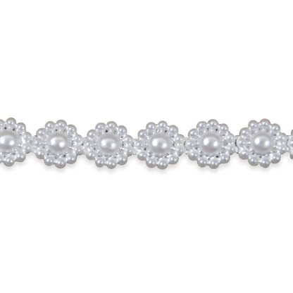 Daisy Pearl Trim Pack of 72"   - White