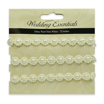 Daisy Pearl Trim Pack of 72"   - White