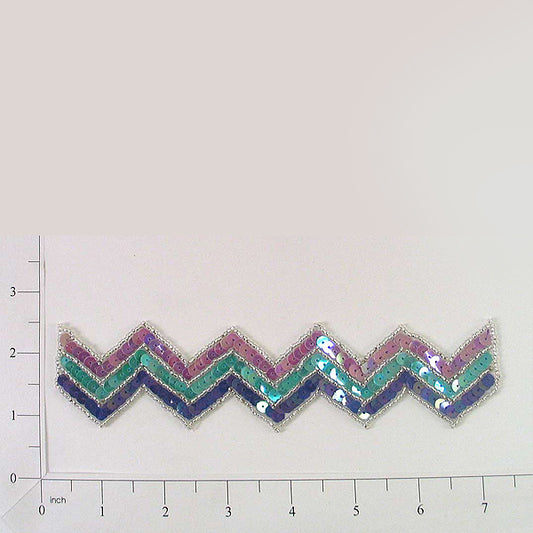 Southwestern Chevron Sequin Applique/Patch  - Multi Colors