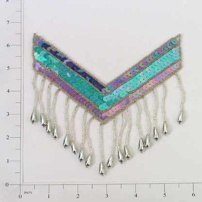 6" X 5" Western Chevron Fringe Sequin Applique/Patch  - Multi Colors