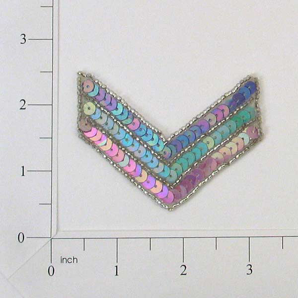 2 3/4" x 2" Chevron Sequin Applique/Patch  - Multi Colors