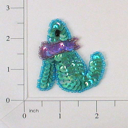 Coyote Sequin Applique/Patch  - Aqua  Blue