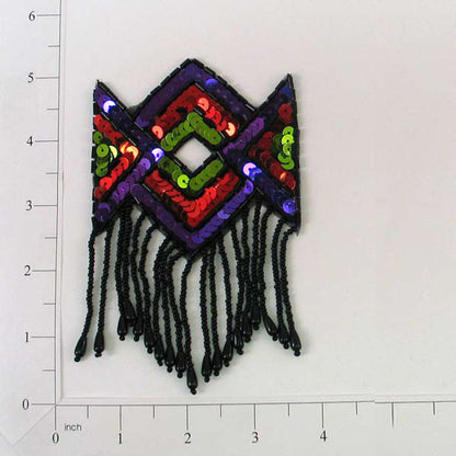 5" x 3" Native Inspired with Fringe Sequin Applique/Patch  - Multi Colors