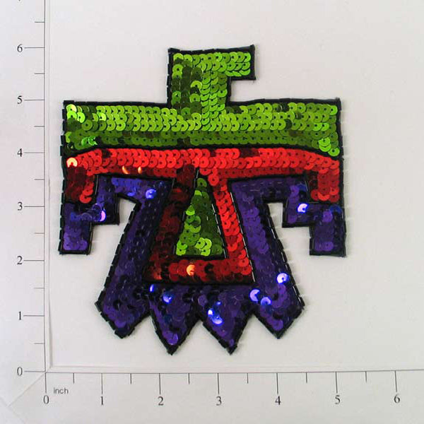 5 1/2" x 5" Chinook Thunderbird Sequin Applique/Patch  - Multi Colors