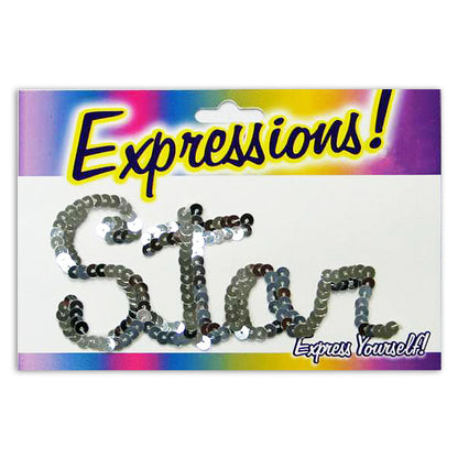 5" x 2" Star Sequin Applique/Patch  - Silver