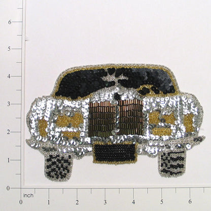 Front Auto Sequin Applique/Patch  - White