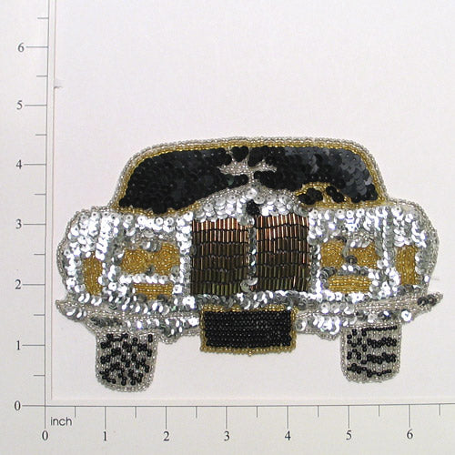 Front Auto Sequin Applique/Patch  - White