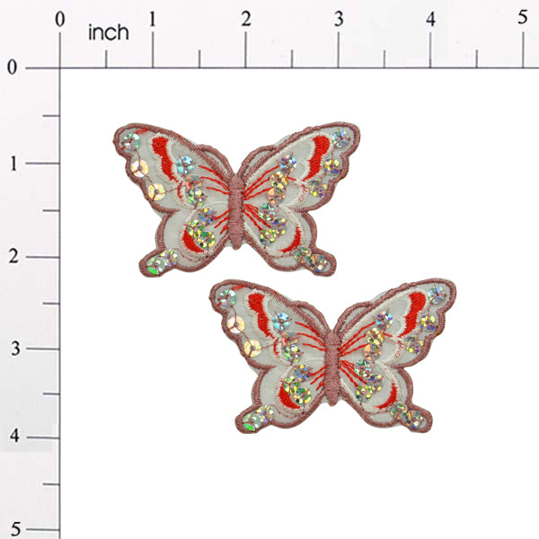 Iron-On Butterfly Sequin Applique/Patch Pack of 2