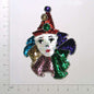 Mardi Gras Mime Beaded Sequin Applique/Patch 8" x 5 1/2"  - Multi Colors