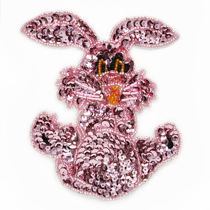 Bunny Rabbit Sequin Applique/Patch  - Mauve