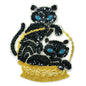 Kittens in Basket Sequin Applique/Patch  - Black