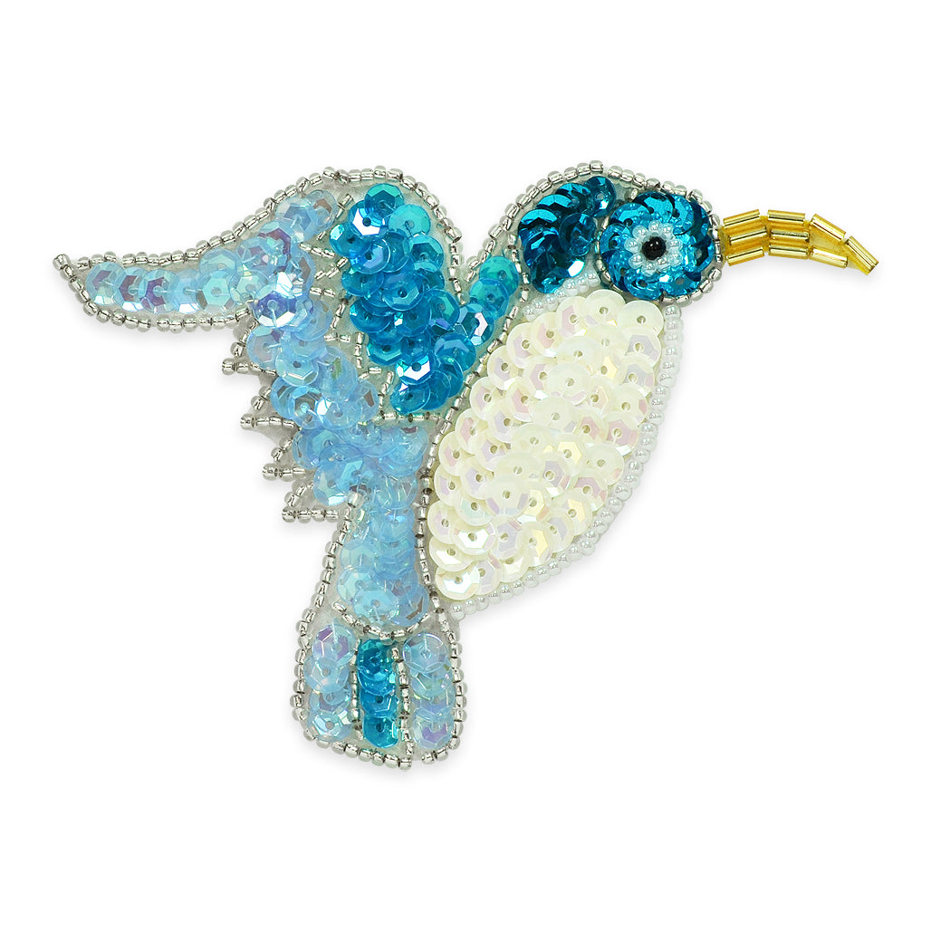 3 3/4" x 3 1/4" Hummingbird Sequin Applique/Patch  - Multi Colors