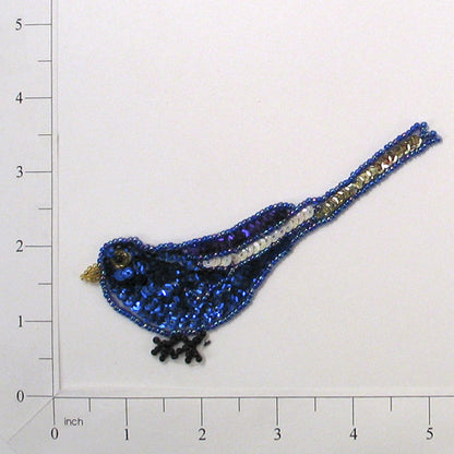 Blue Jay Sequin Applique/Patch - SM760S  - Blue Multi