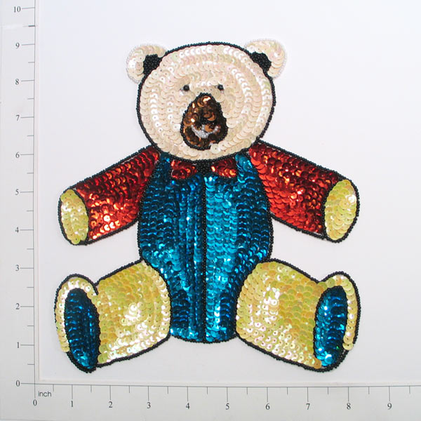 8 1/2" x 7 3/4" Teddy Sequin Applique/Patch  - Multi Colors