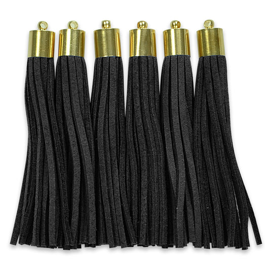 Shawn 2 1/2"  Faux Suede Tassel with Gold Cap 6PK