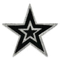 5 1/2" Velvet Double Outline Star Iron-on Rhinestone Applique/Patch  - Black/Silver