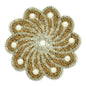 Glenda Iron-on Glass Pearl Motif Applique/Patch  - Bronze