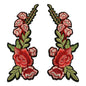 Trina Iron On Embroidered Roses Applique/Patch 11 1/4" x 5" 
 Pair  - Red