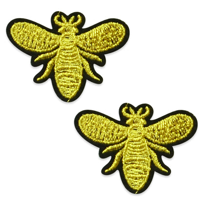 Bre Bee Iron On Embroidered Applique/Patch Patches Pk/2  - Gold Multi