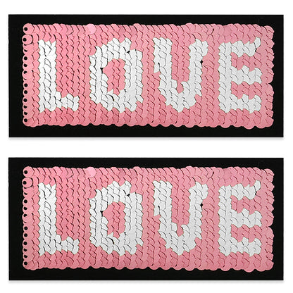 2PC Color Love Reversible Sequin Iron On Embroidered Applique/Patch